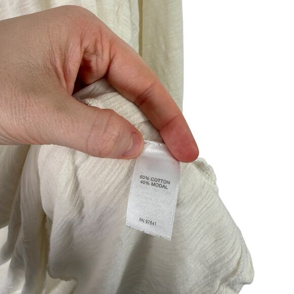 J Jill Cream Long Sleeve Shirt Cotton Modal Minimalist Casual Womens Plus 4x - Picture 4 of 6